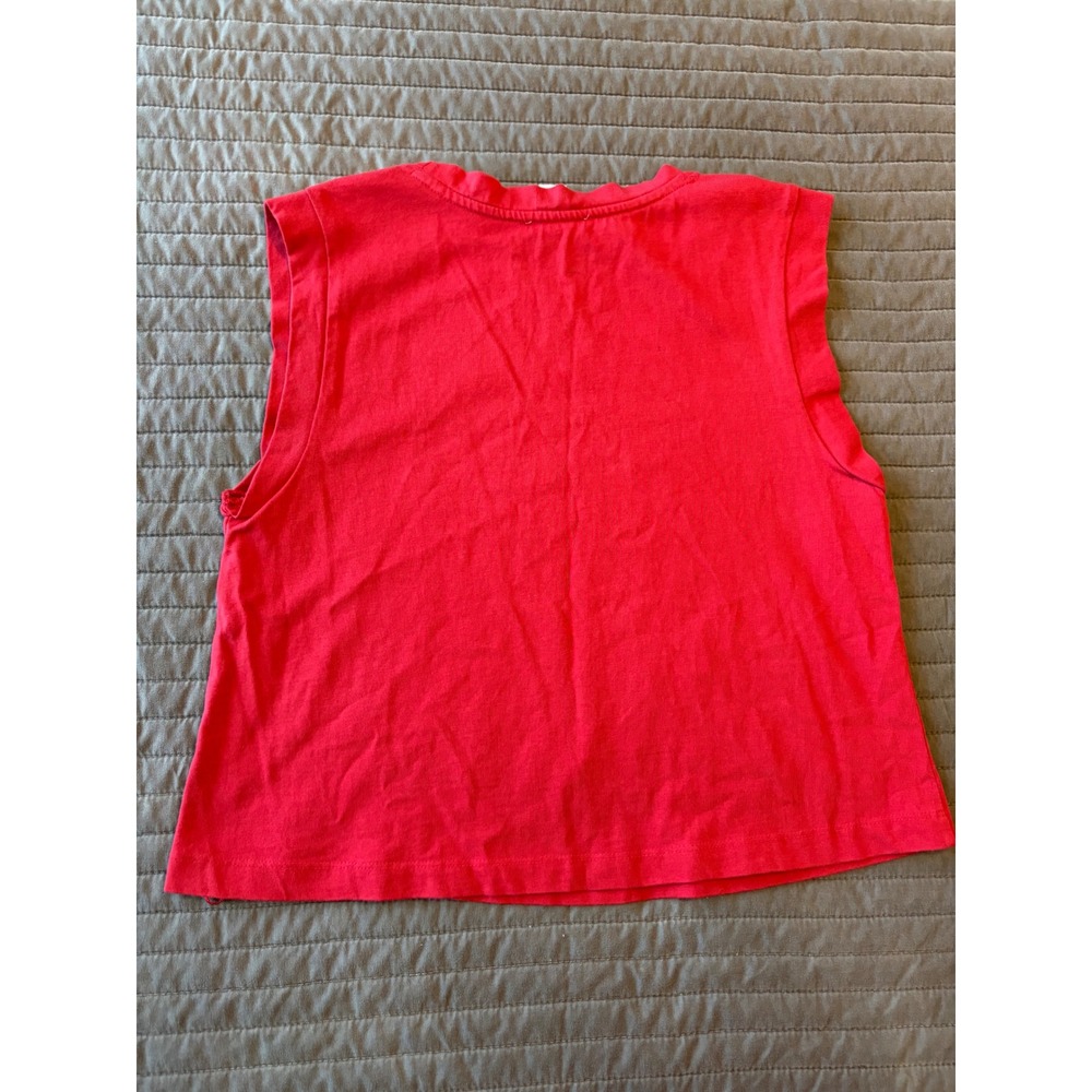 Japna Red Floral Eyelet Embroidered Hem Cotton Tank Top Large - Picture 7 of 7